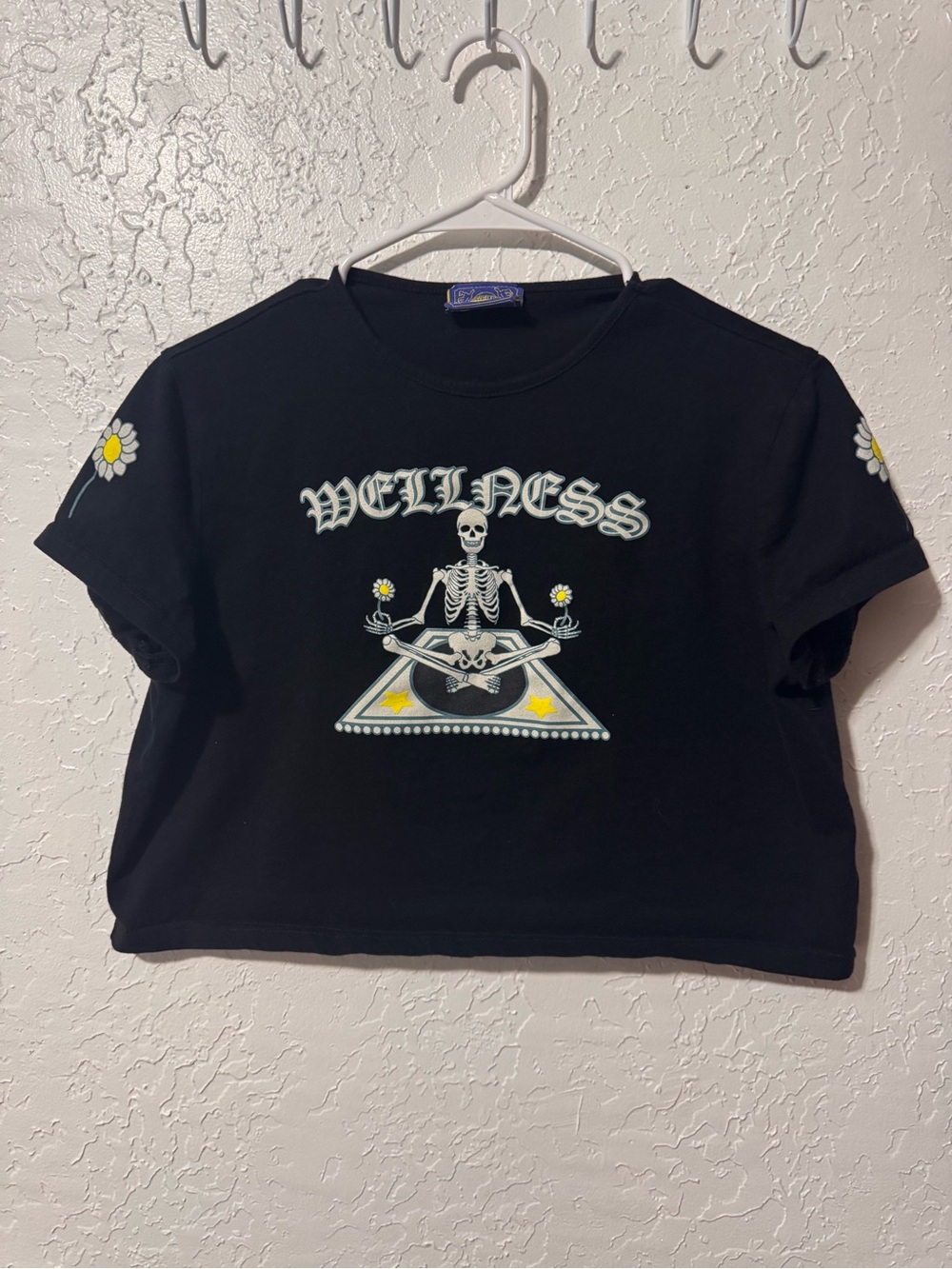 Coney Island Picnic Black "Wellness" Skeleton Graphic Crop Top
Women’s size XL